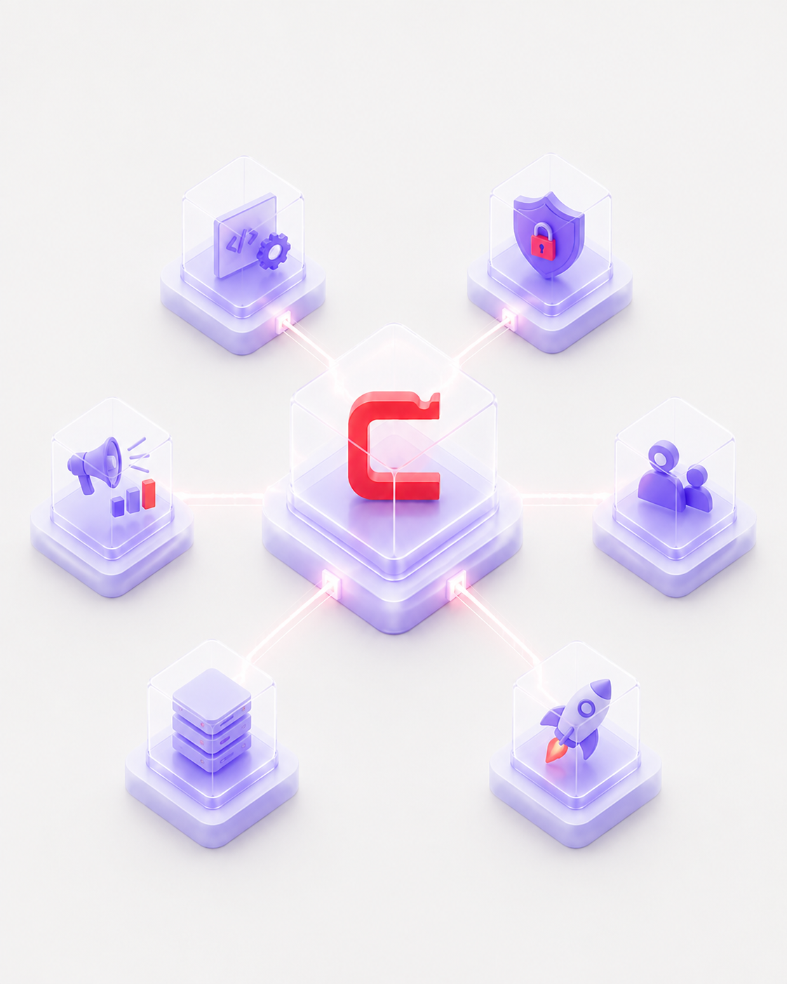 Casper hub connected to development, security, community, infrastructure, and launch nodes